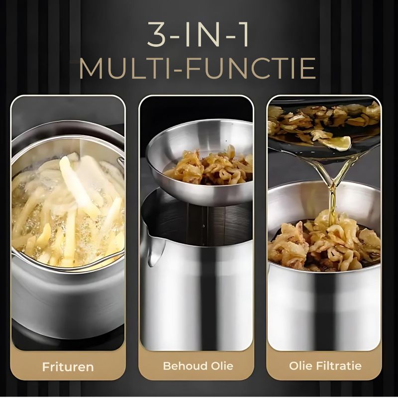 FALADO|™-Multifunctionele Olie Zeef Kookpan met Deksel
